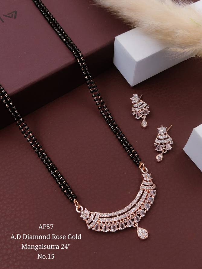 AP5 Designer AD Diamond Rose Gold Mangalsutra Wholesale Shop In Surat
